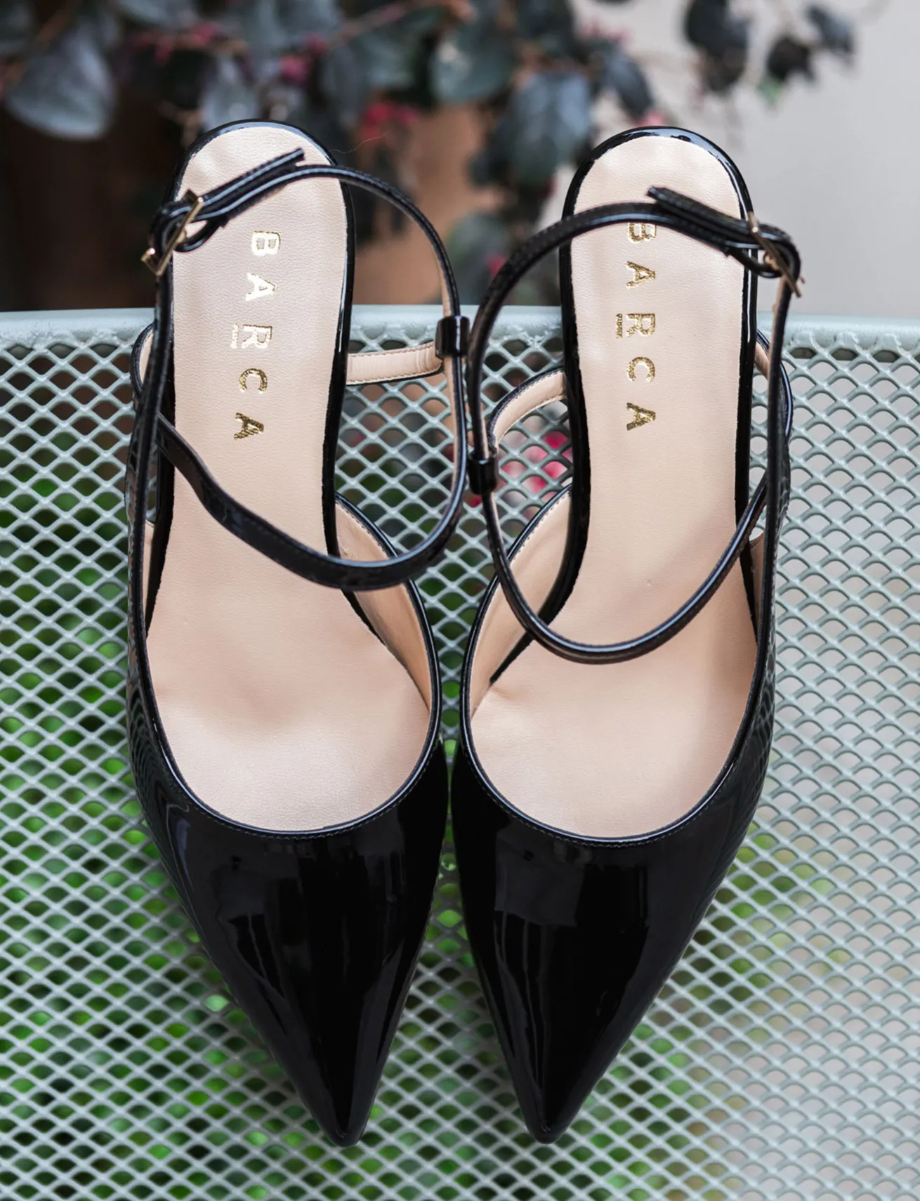 Slingback tacco 4cm vernice nero