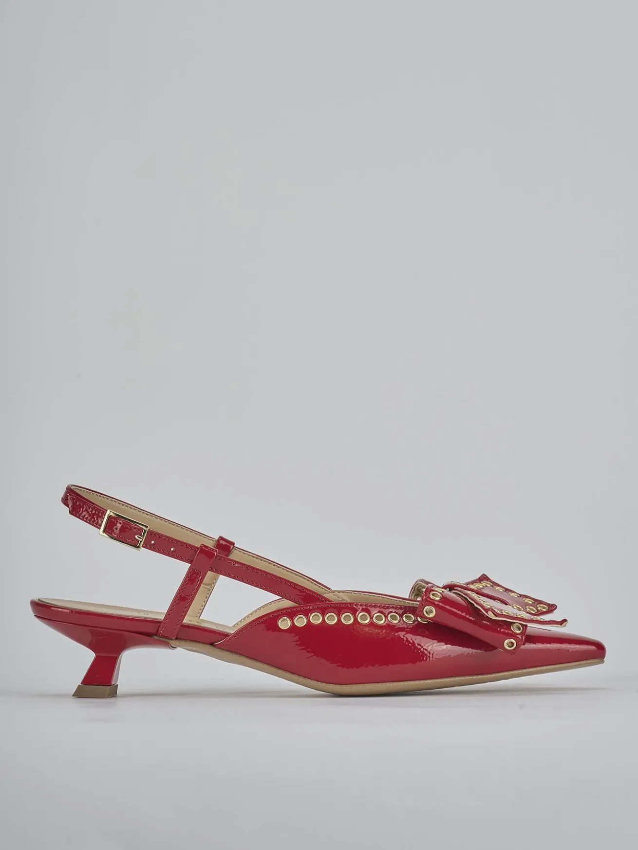 Slingback tacco 4cm vernice rosso