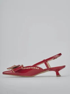 Slingback tacco 4cm vernice rosso