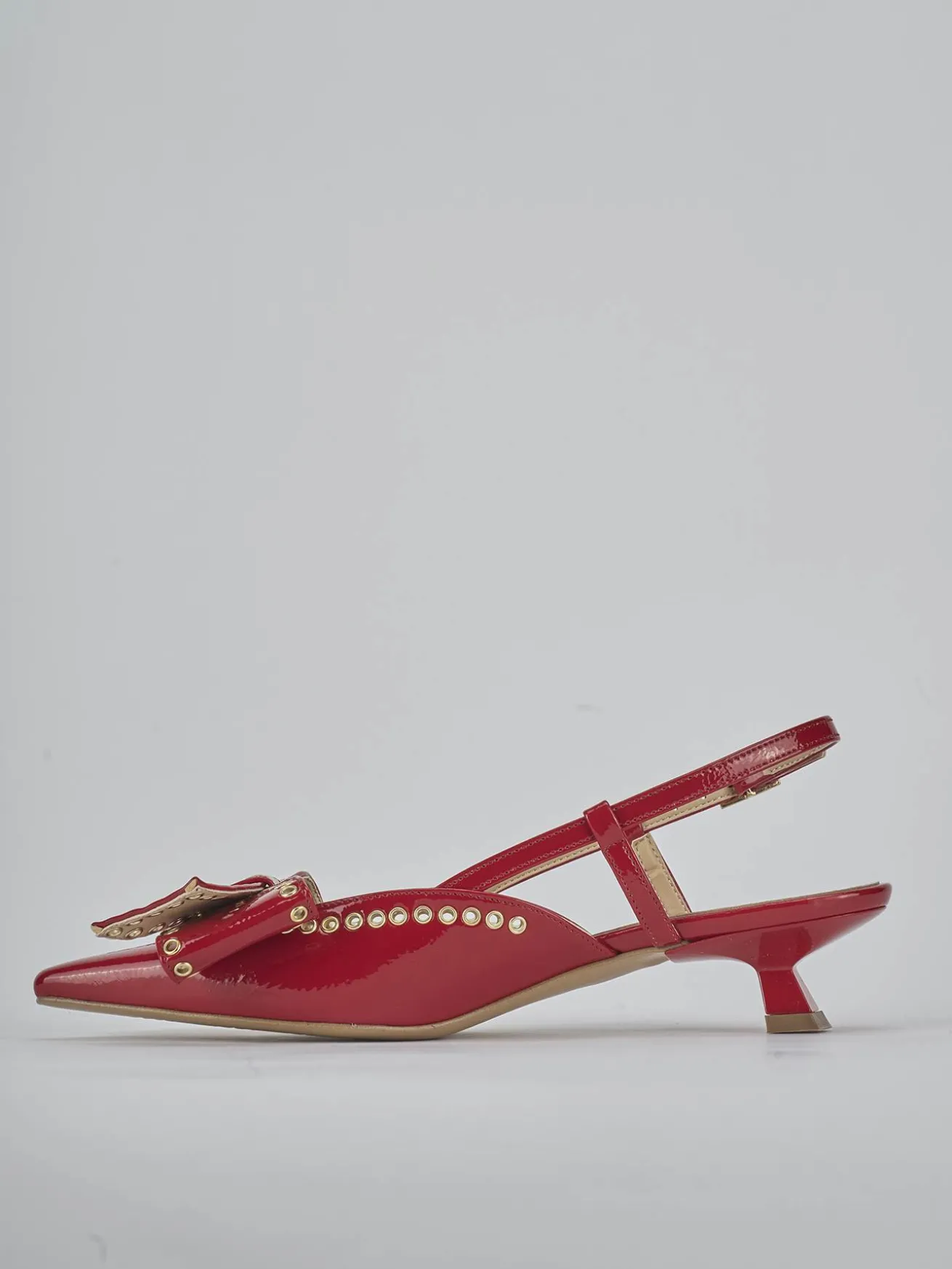 Slingback tacco 4cm vernice rosso