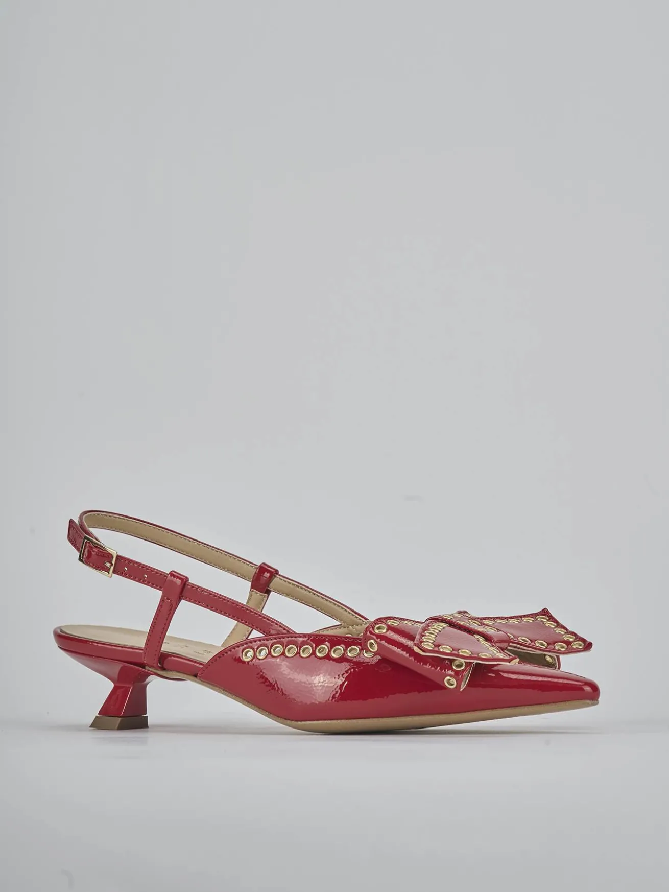 Slingback tacco 4cm vernice rosso