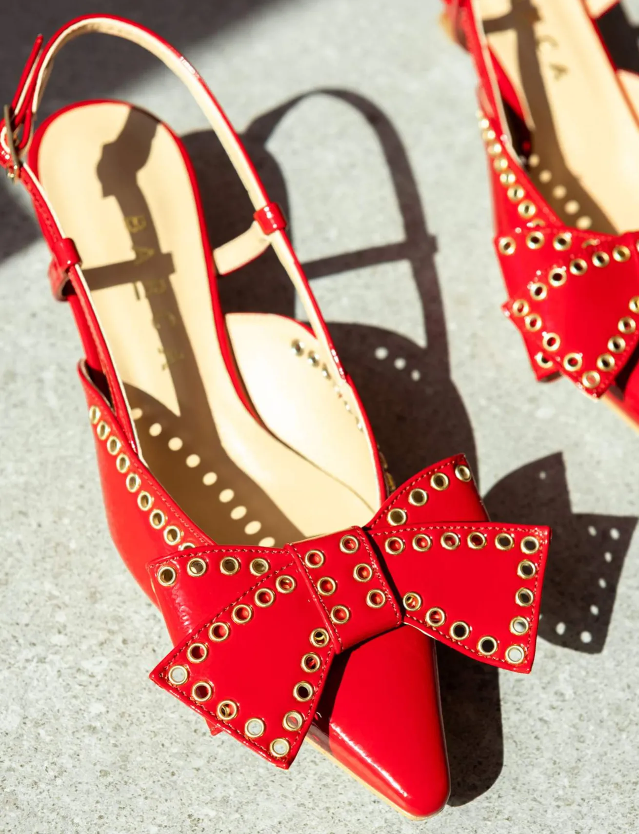 Slingback tacco 4cm vernice rosso