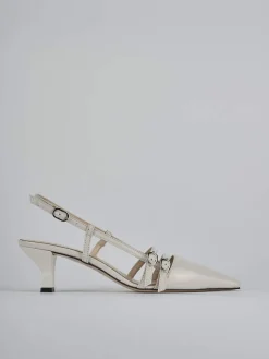 Slingback tacco 6cm vernice beige