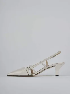 Slingback tacco 6cm vernice beige