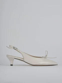 Slingback tacco 5cm vernice beige
