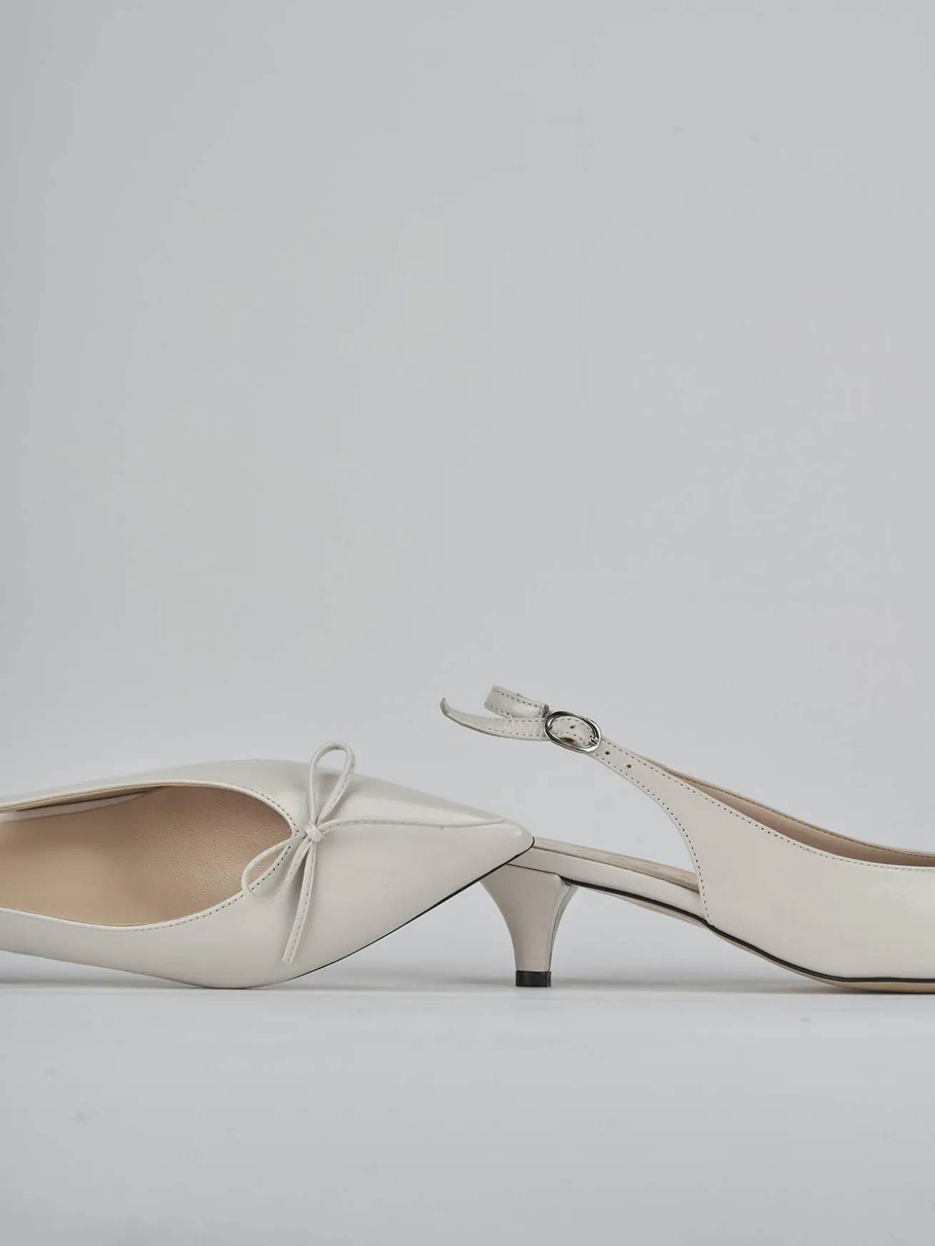 Slingback tacco 5cm vernice beige