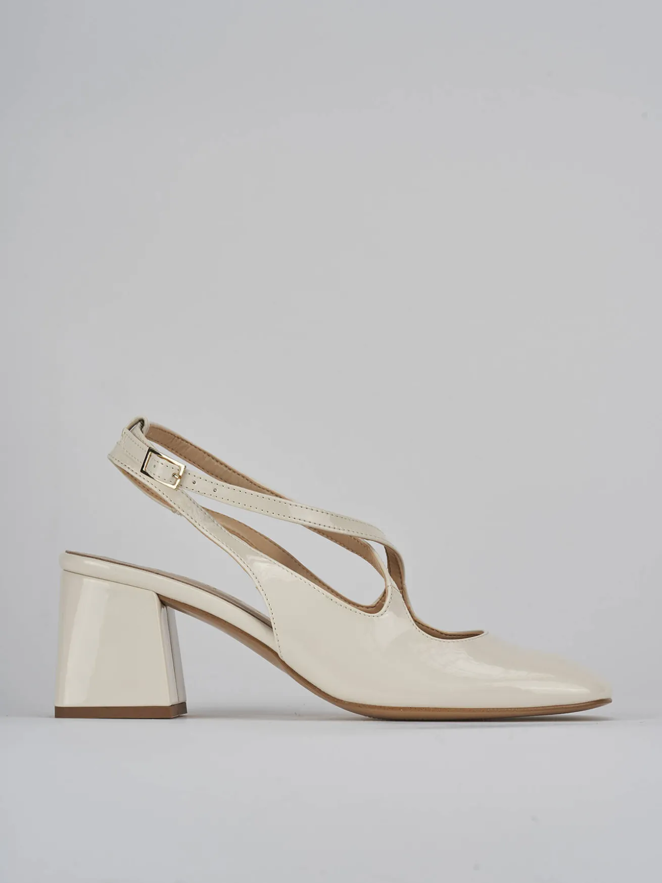 Slingback tacco 7cm vernice bianco