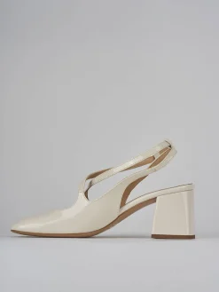 Slingback tacco 7cm vernice bianco