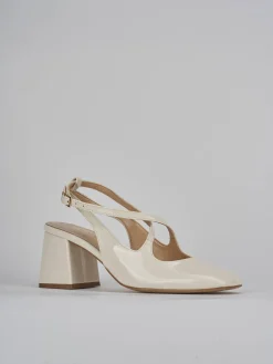 Slingback tacco 7cm vernice bianco