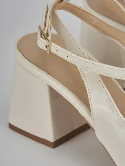 Slingback tacco 7cm vernice bianco