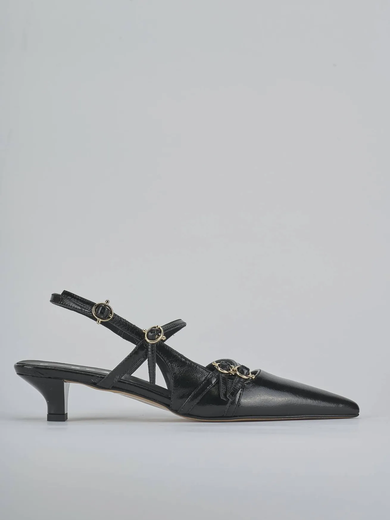 Slingback tacco 3cm vernice nero