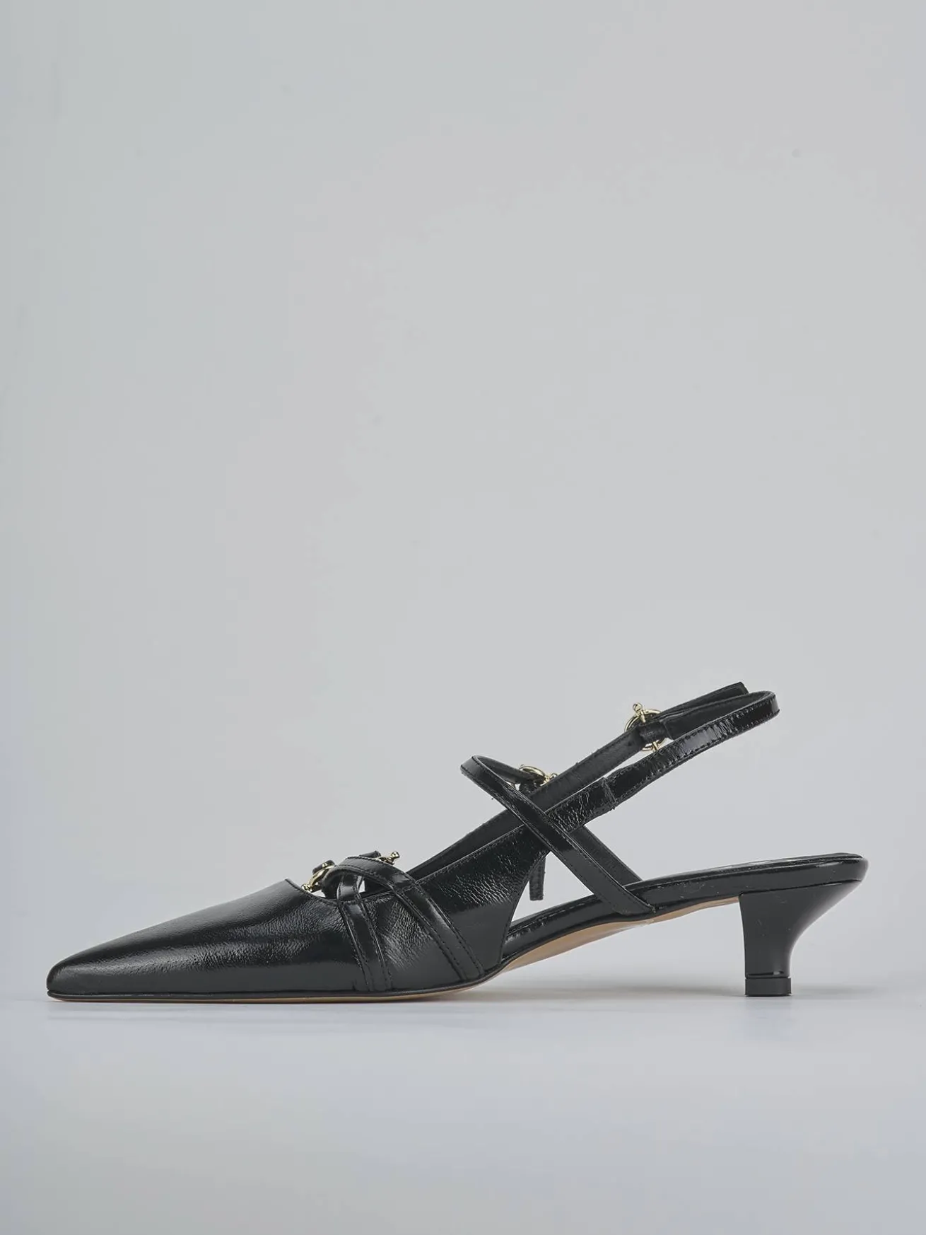 Slingback tacco 3cm vernice nero