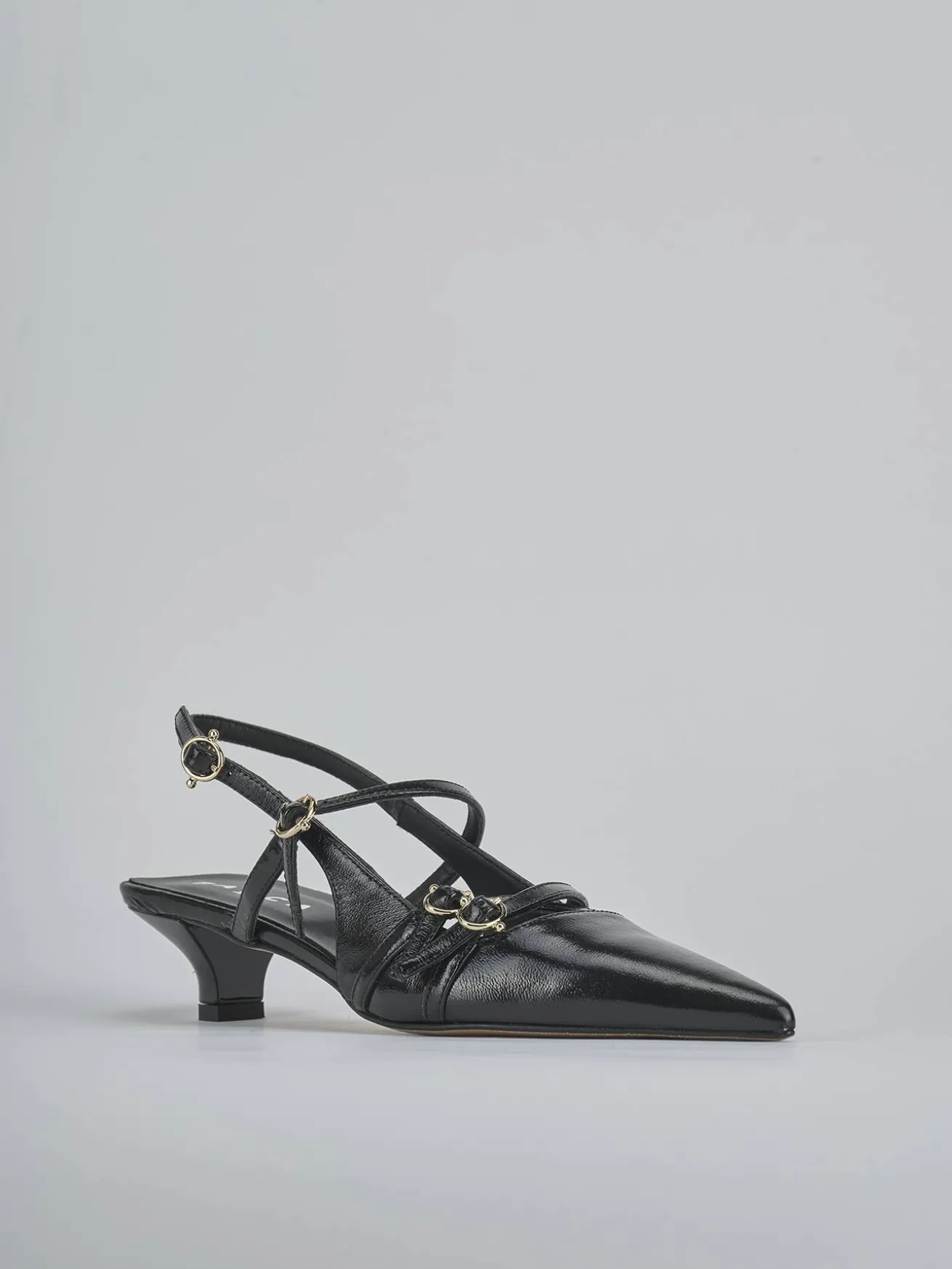 Slingback tacco 3cm vernice nero