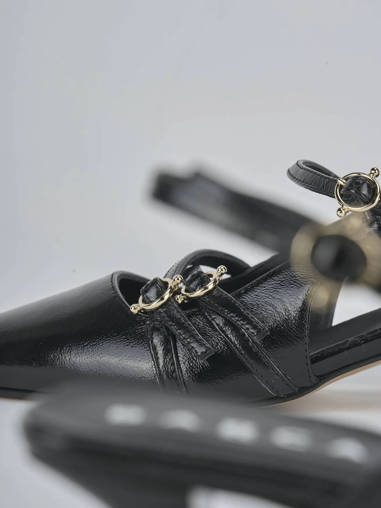 Slingback tacco 3cm vernice nero