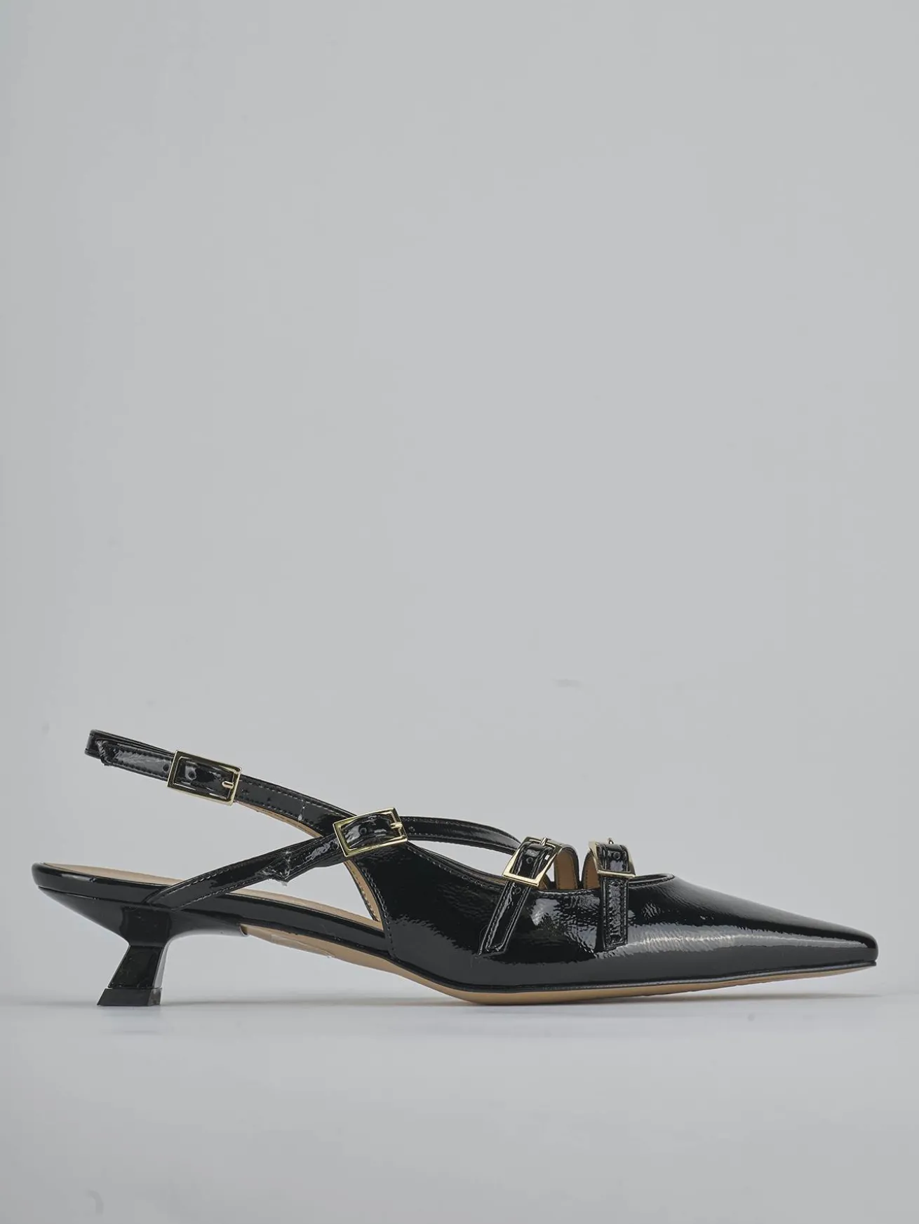 Slingback tacco 4cm vernice nero