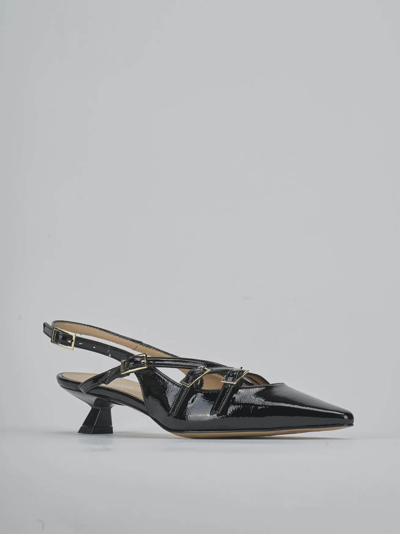 Slingback tacco 4cm vernice nero