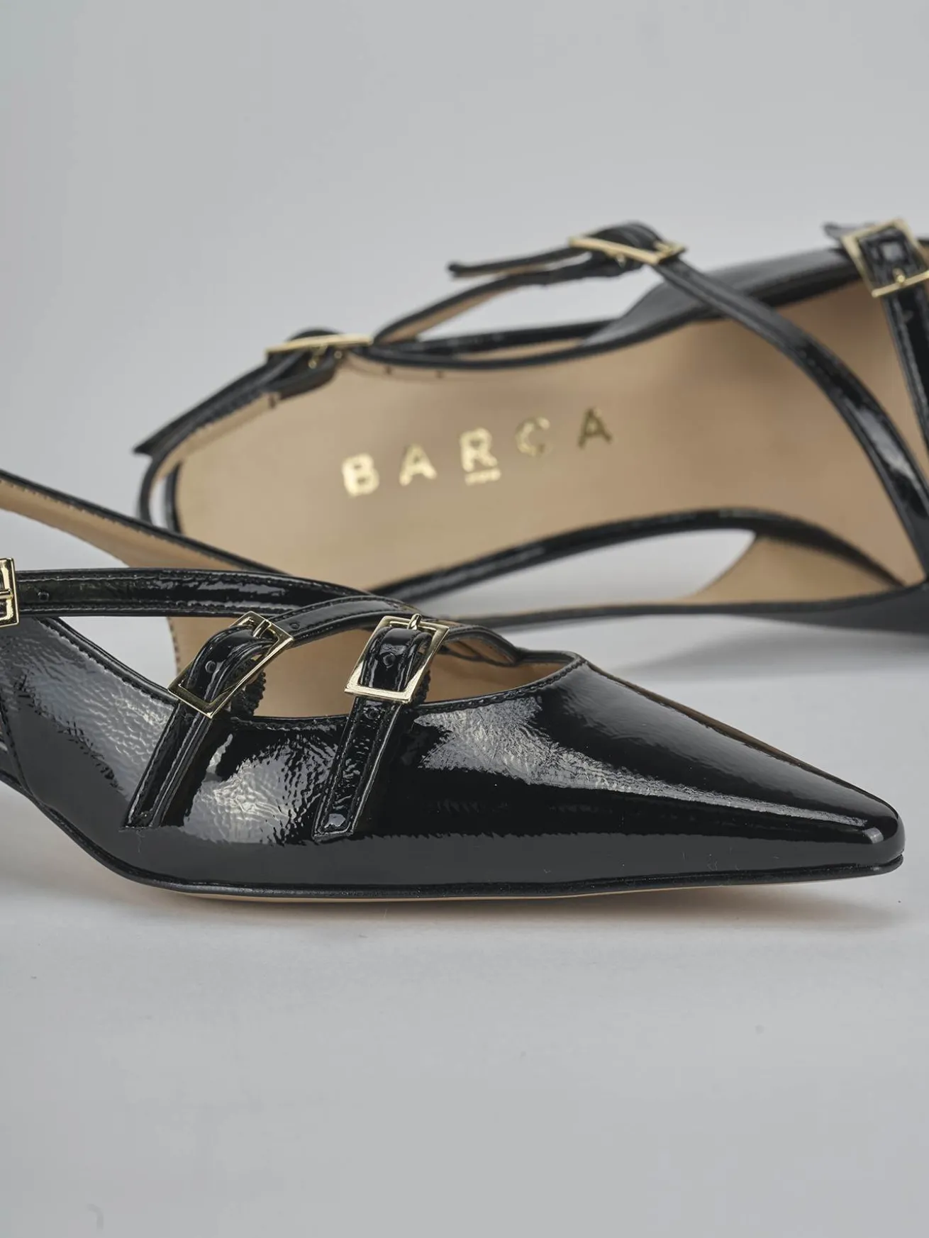Slingback tacco 4cm vernice nero
