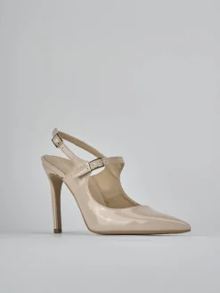 Slingback tacco 6cm vernice beige