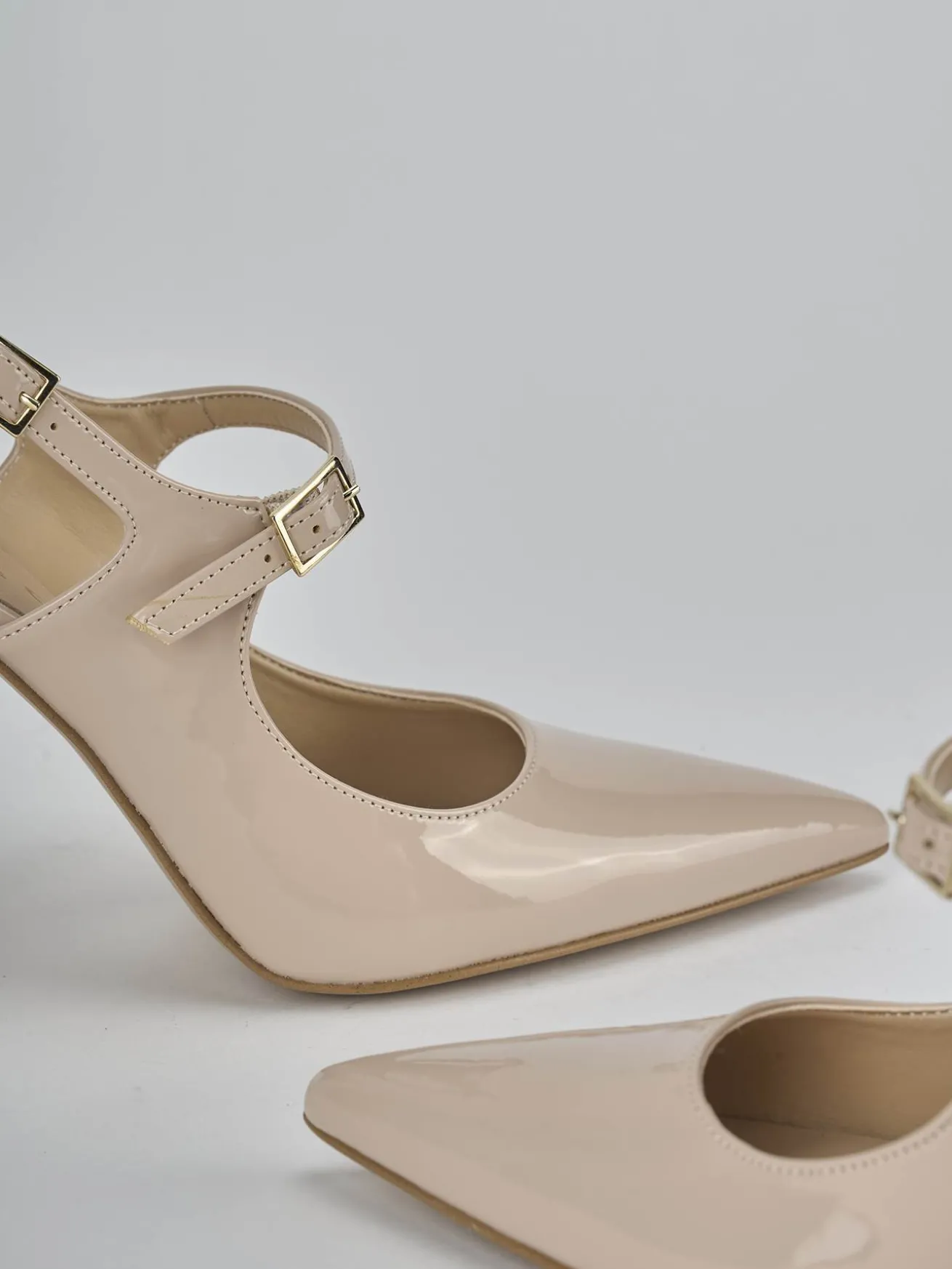 Slingback tacco 6cm vernice beige