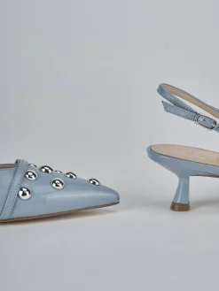 Slingback tacco 5cm vernice azzurro