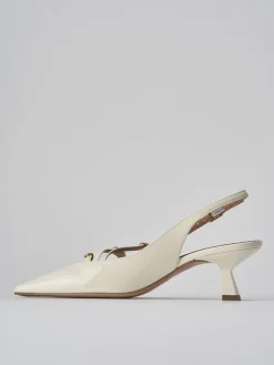 Slingback tacco 6cm vernice bianco