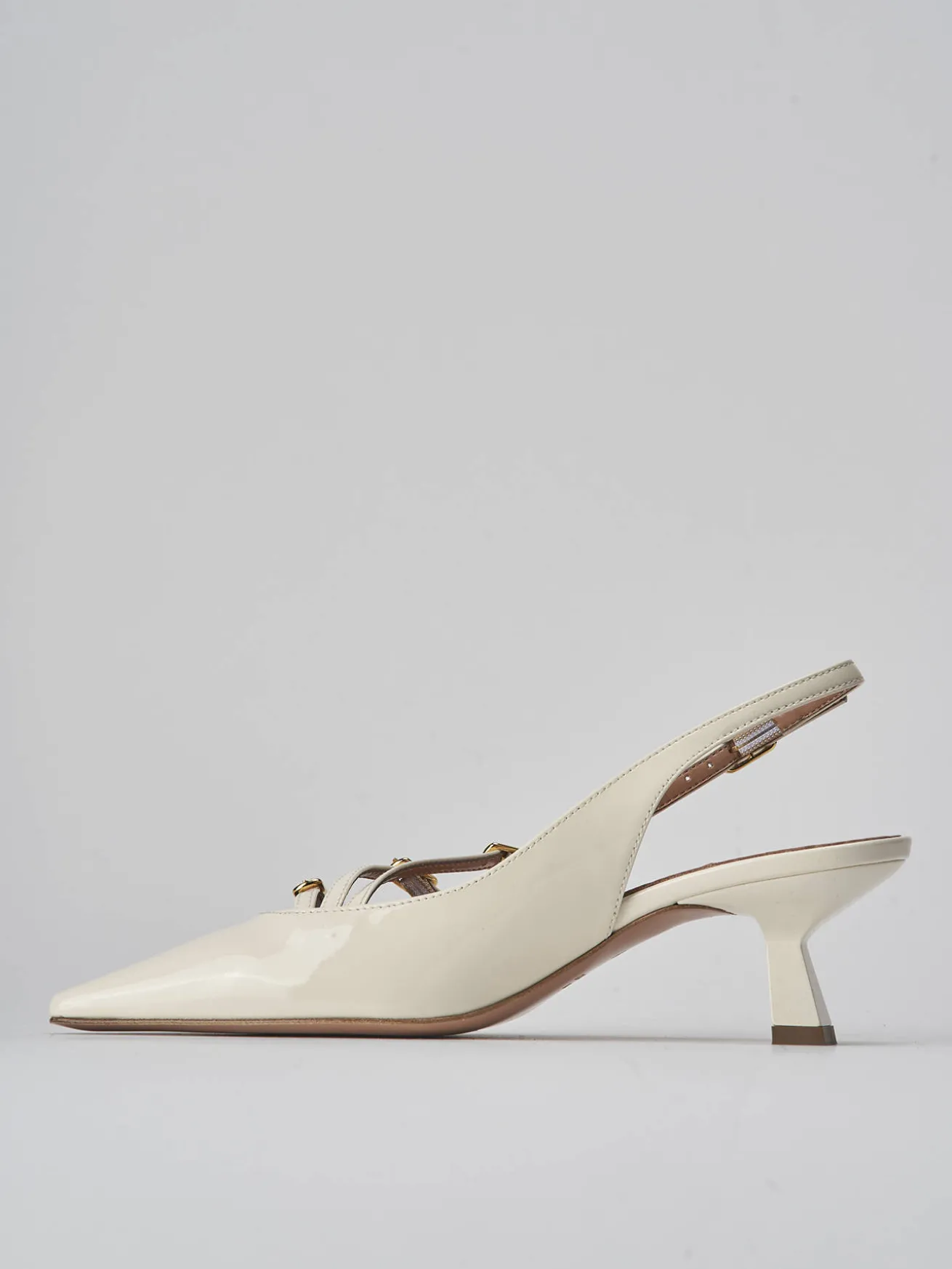 Slingback tacco 6cm vernice bianco
