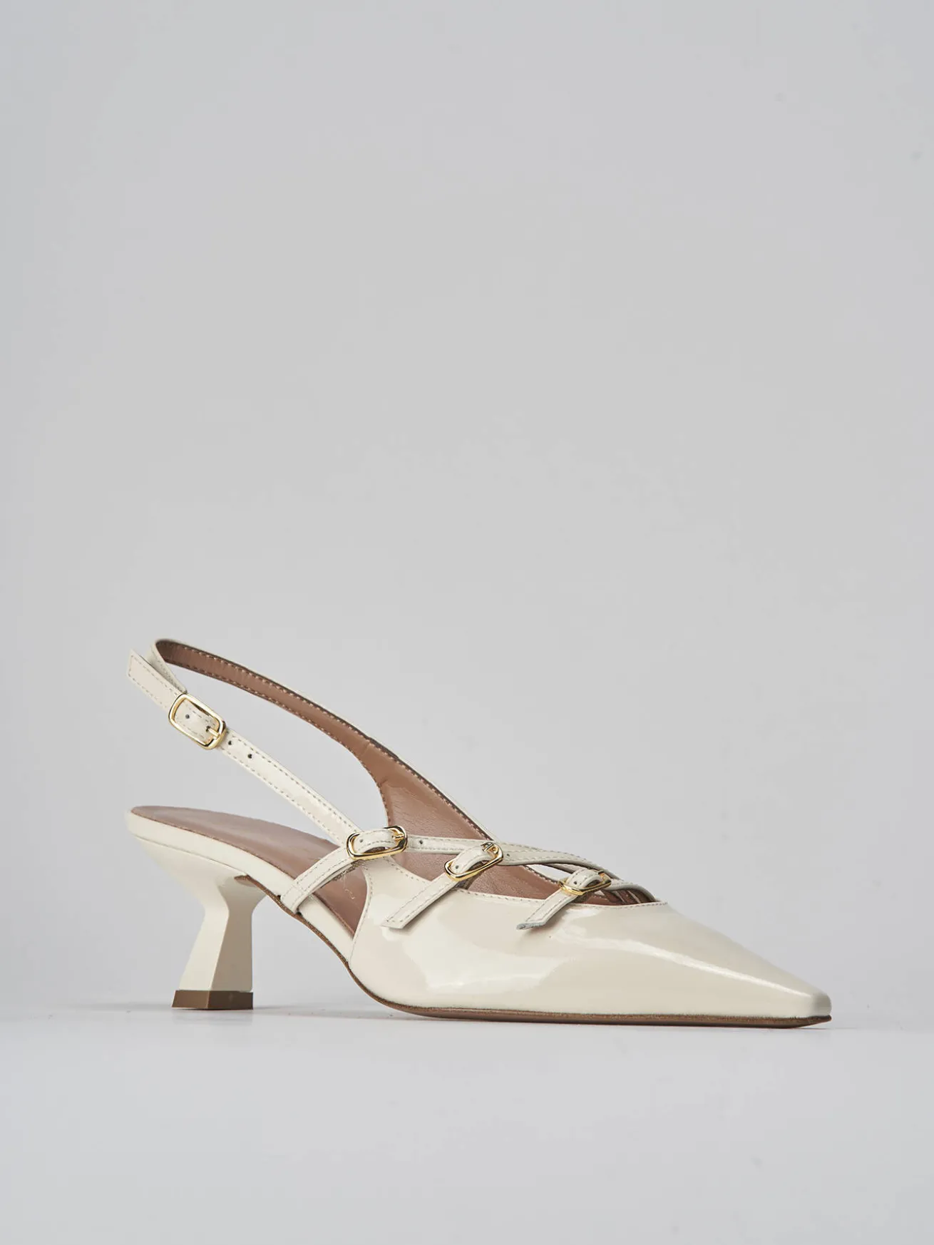 Slingback tacco 6cm vernice bianco