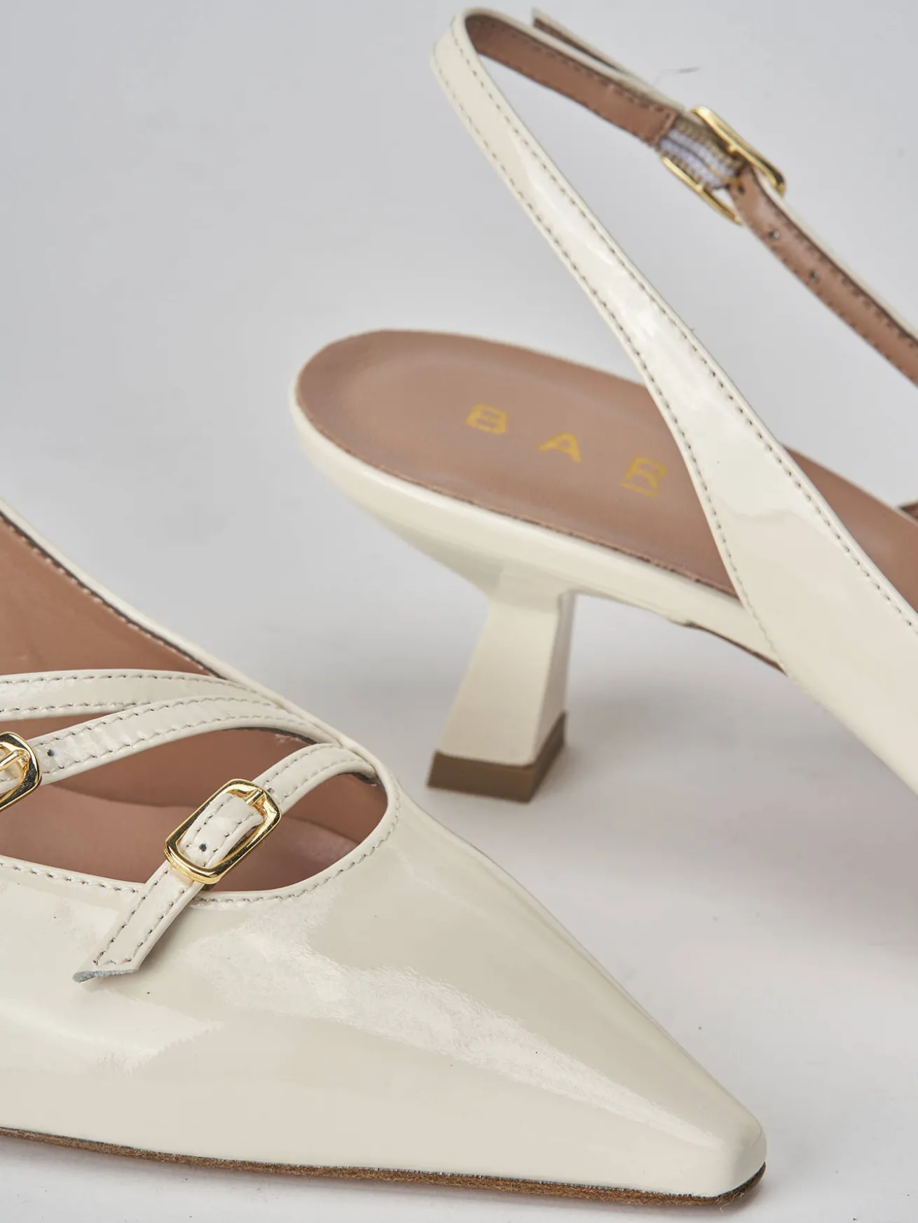 Slingback tacco 6cm vernice bianco