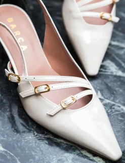 Slingback tacco 6cm vernice bianco
