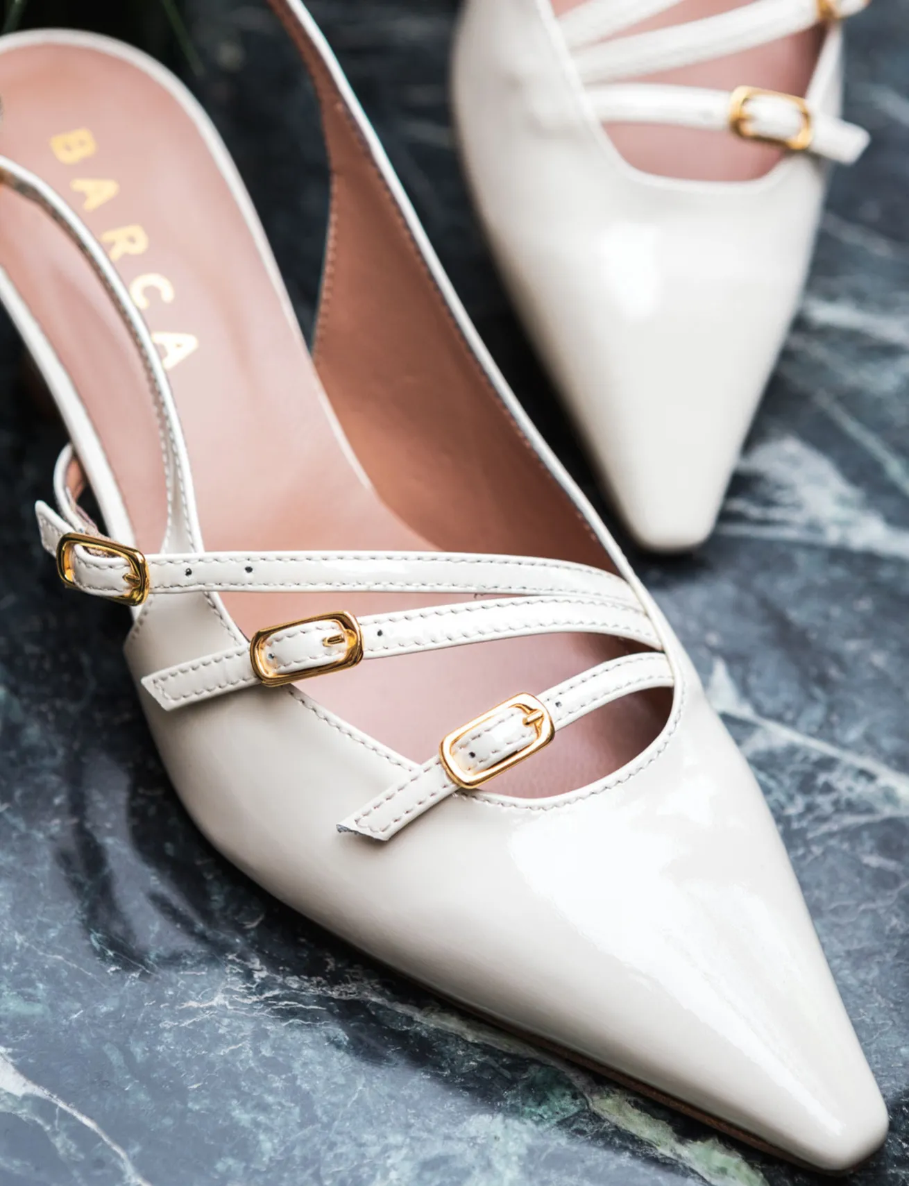 Slingback tacco 6cm vernice bianco