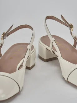 Slingback tacco 3cm vernice bianco