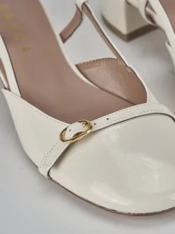 Slingback tacco 3cm vernice bianco