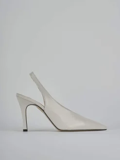 Slingback tacco 9cm vernice bianco