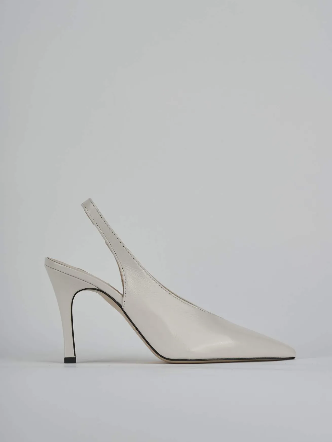 Slingback tacco 9cm vernice bianco