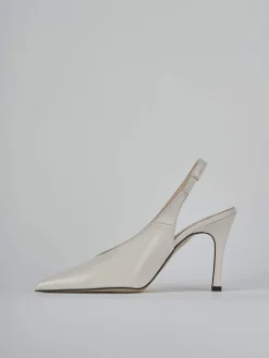 Slingback tacco 9cm vernice bianco