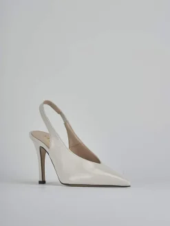 Slingback tacco 9cm vernice bianco