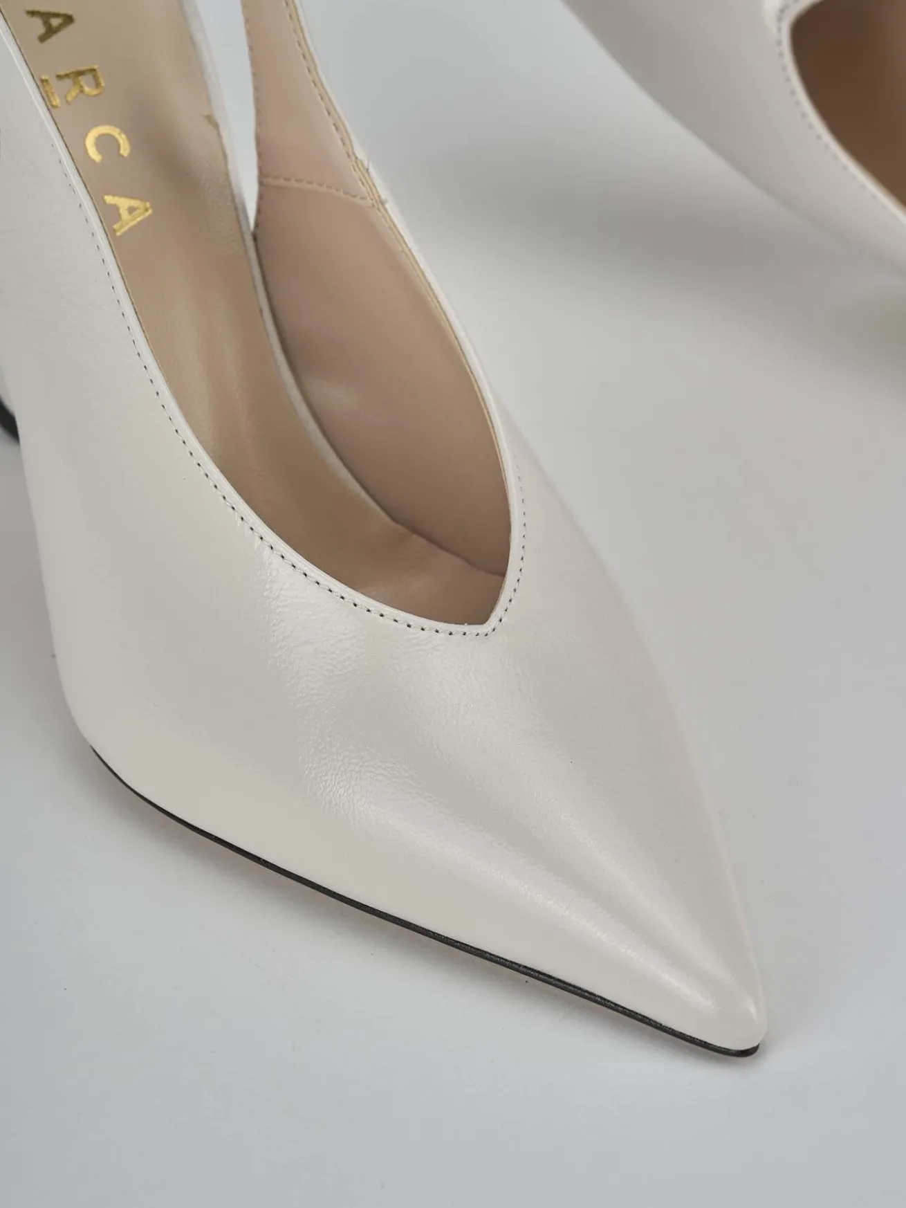 Slingback tacco 9cm vernice bianco