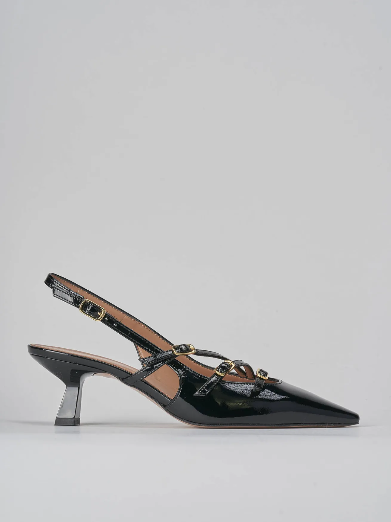 Slingback tacco 6cm vernice nero
