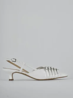 Slingback tacco 4cm vernice bianco