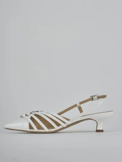 Slingback tacco 4cm vernice bianco