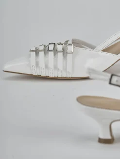 Slingback tacco 4cm vernice bianco