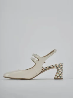 Slingback tacco 5cm vernice bianco