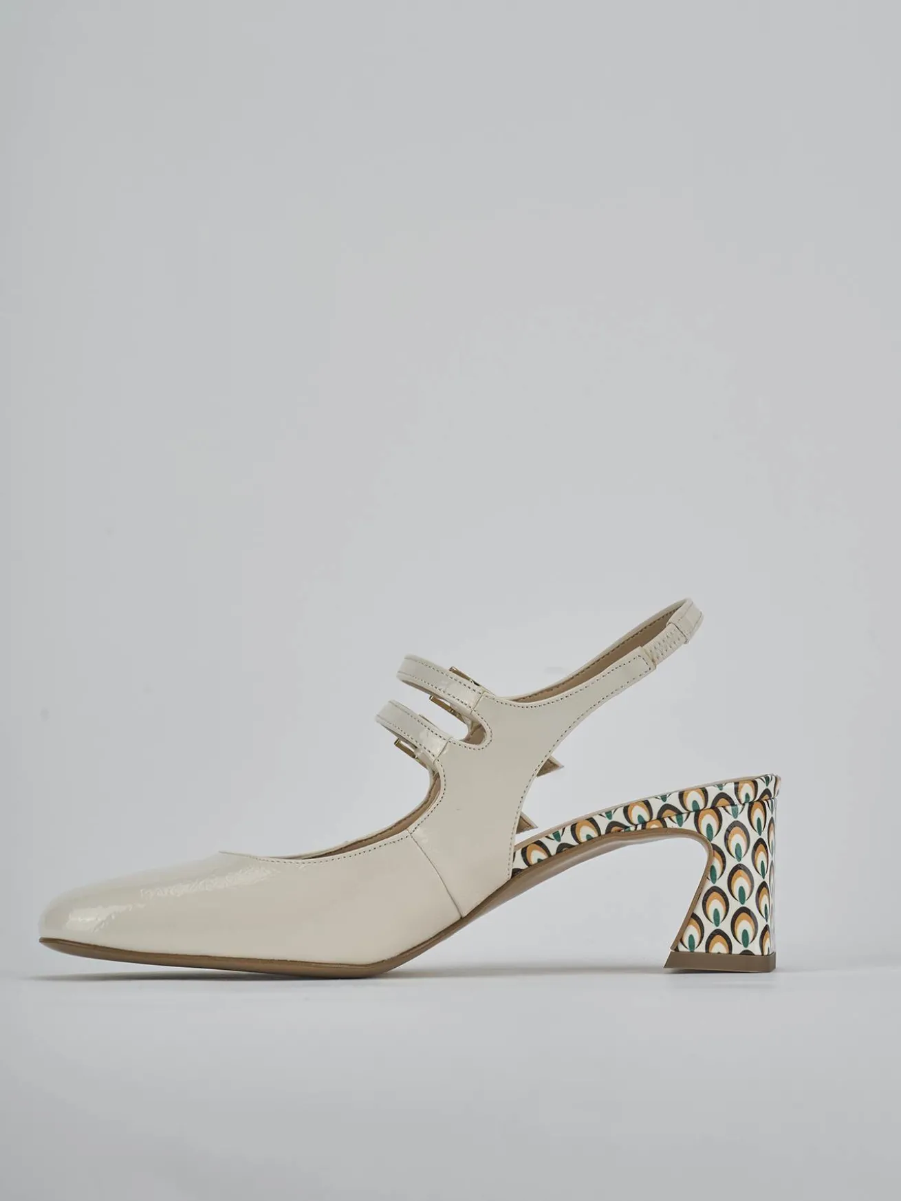 Slingback tacco 5cm vernice bianco