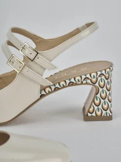 Slingback tacco 5cm vernice bianco