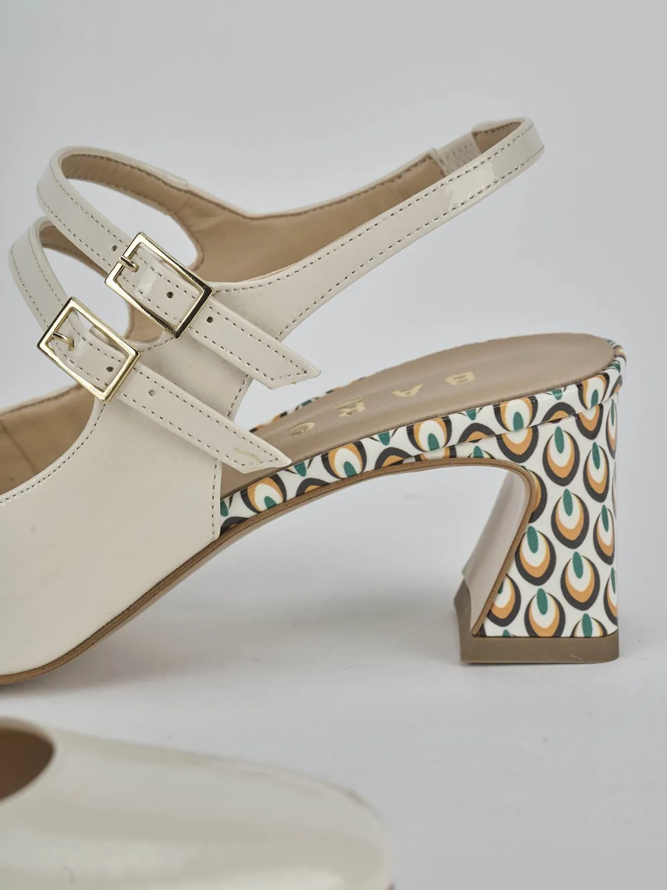 Slingback tacco 5cm vernice bianco