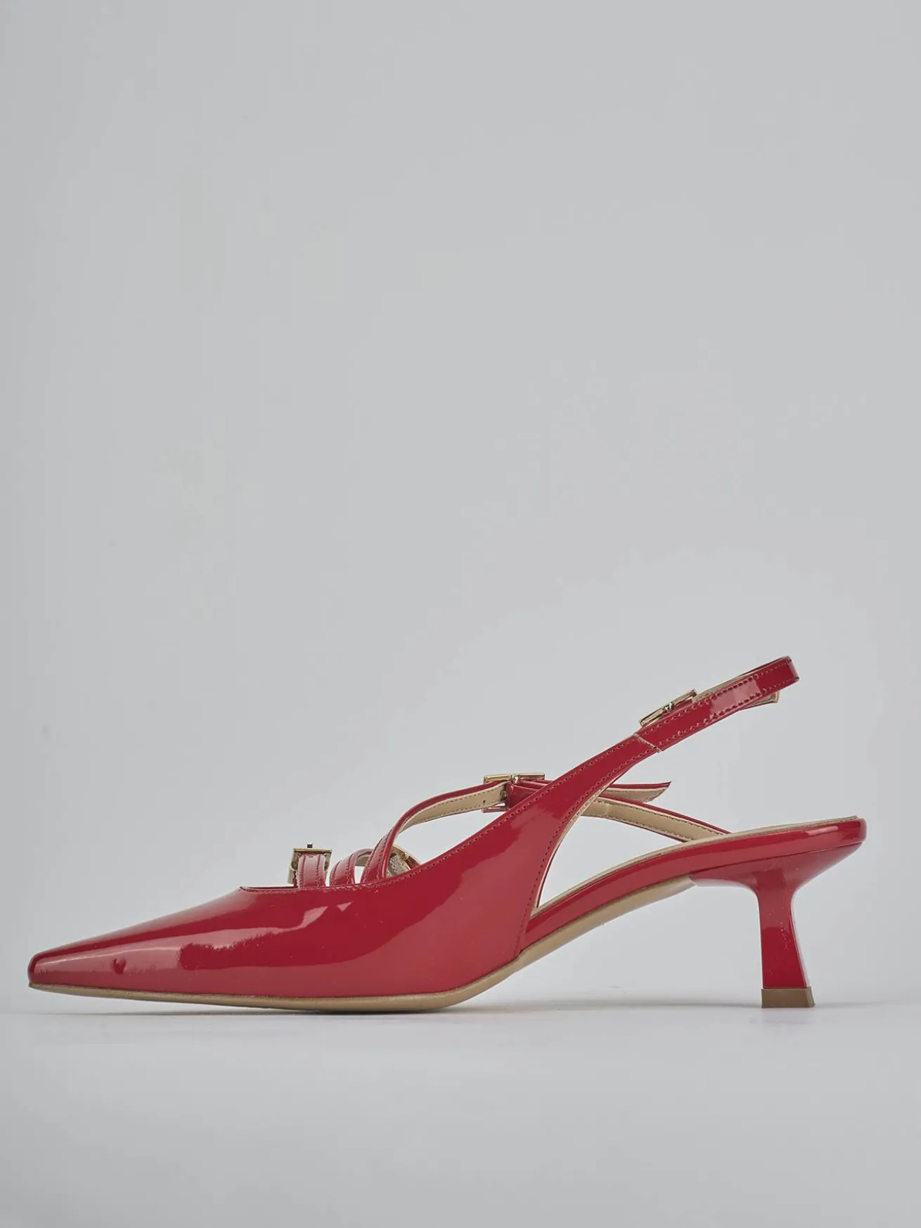 Slingback tacco 7cm vernice rosso