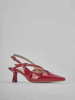 Slingback tacco 7cm vernice rosso