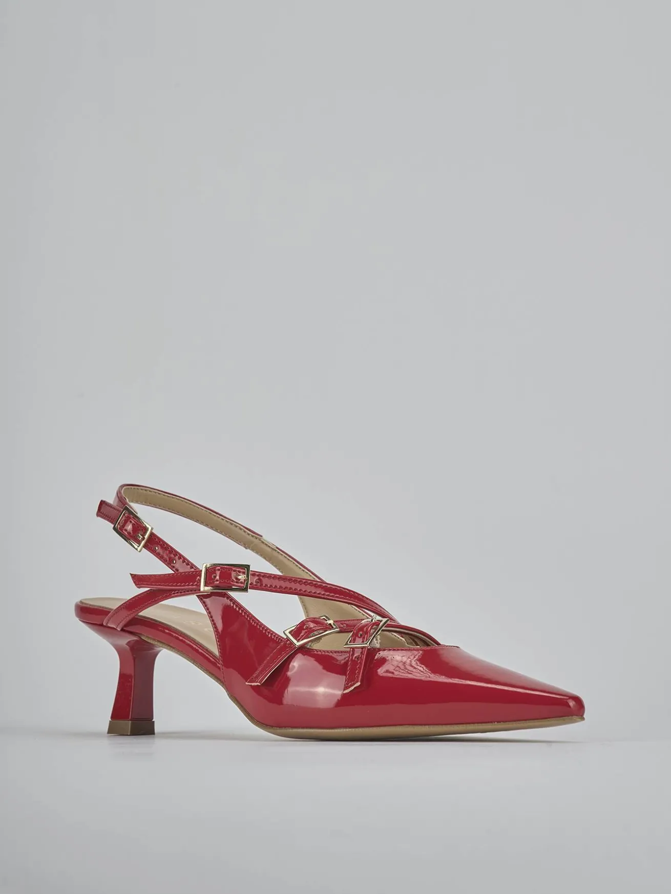 Slingback tacco 7cm vernice rosso