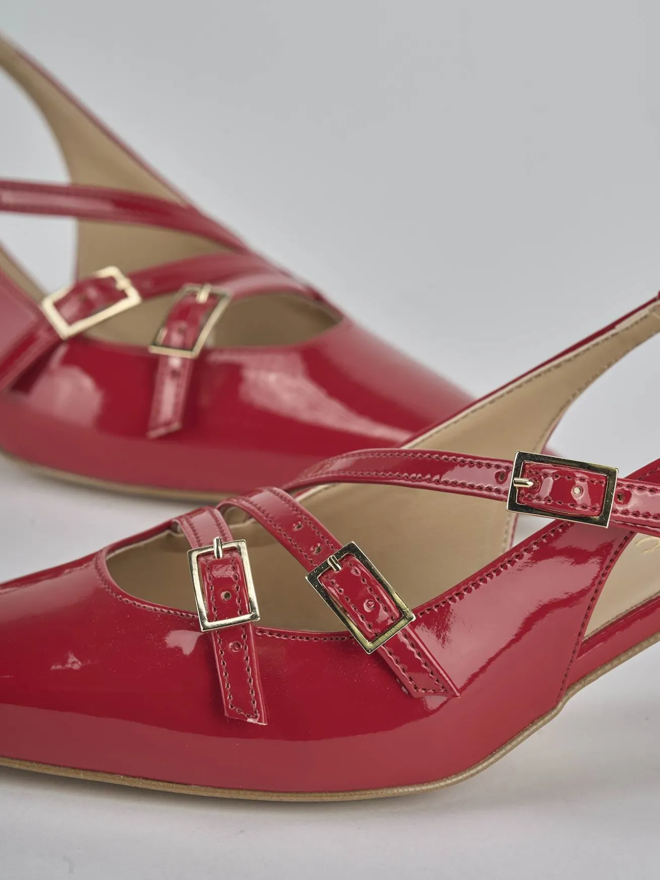 Slingback tacco 7cm vernice rosso