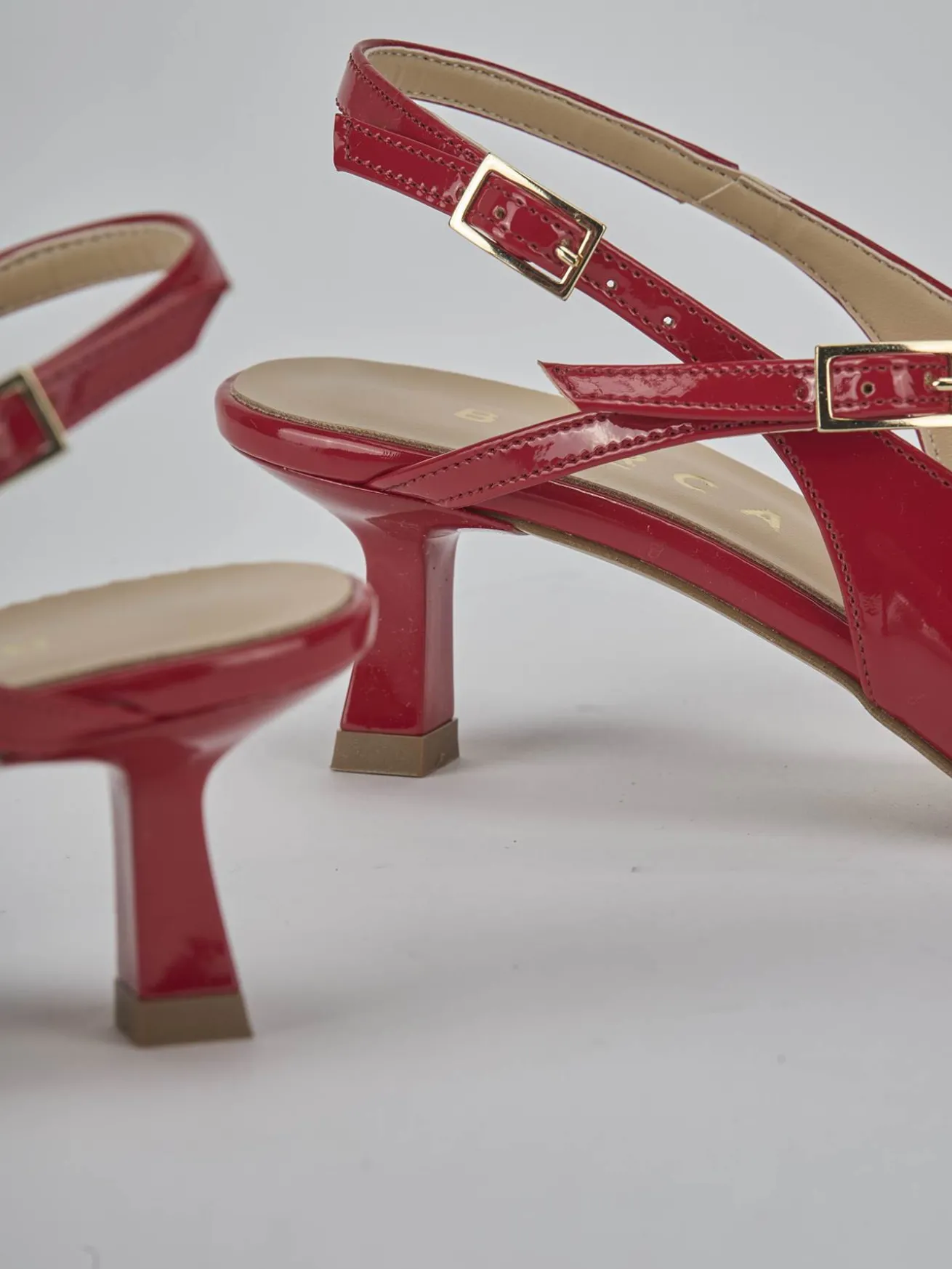 Slingback tacco 7cm vernice rosso
